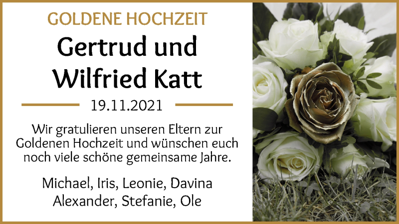 Hochzeitsanzeige von Gertrud Katt von Wuemme Zeitung