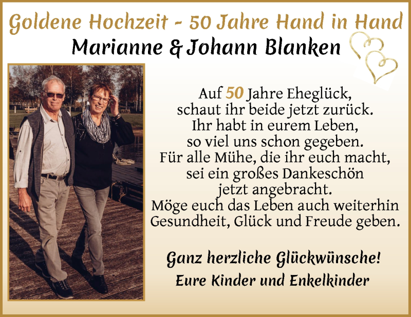 Hochzeitsanzeige von Marianne Blanken von Osterholzer Kreisblatt