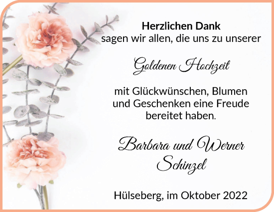 Hochzeitsanzeige von Barbara Schinzel von Osterholzer Kreisblatt