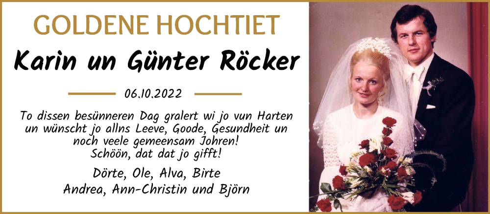 Hochzeitsanzeige von Karin Röcker von Osterholzer Kreisblatt