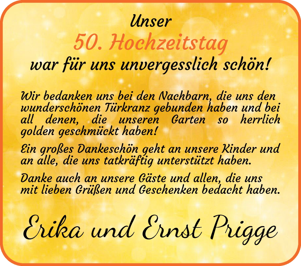 Hochzeitsanzeige von Enrst Prigge von Osterholzer Kreisblatt