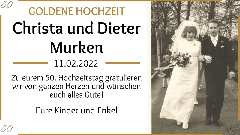 Hochzeitsanzeige von Christa Murken von Osterholzer Kreisblatt