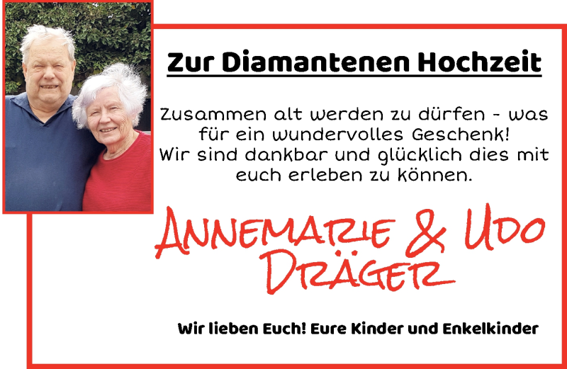 Hochzeitsanzeige von Annemarie Dräger von WESER-KURIER