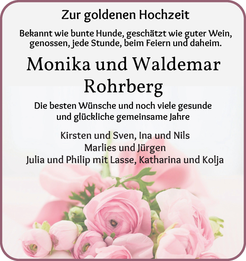 Hochzeitsanzeige von Monika Rohrberg von Achimer Kurier/Verdener Nachrichten