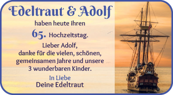 Hochzeitsanzeige von Adolf  von WESER-KURIER