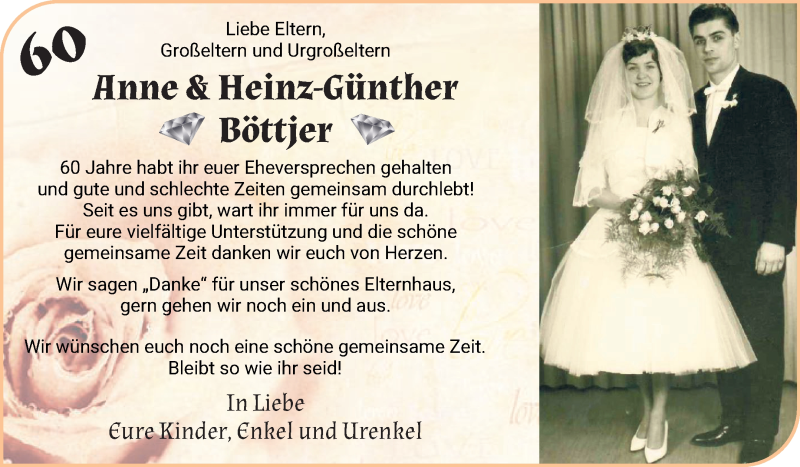 Hochzeitsanzeige von Anne Böttjer von Die Norddeutsche