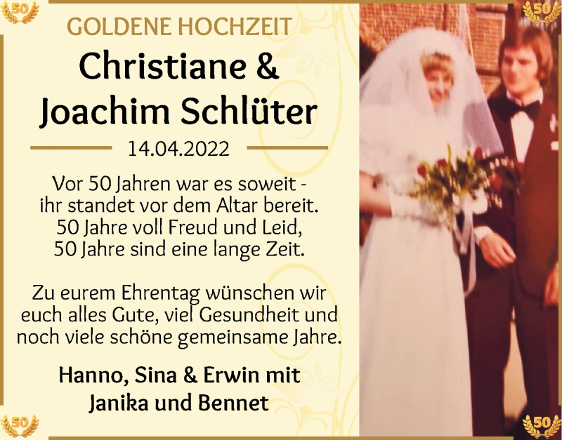 Hochzeitsanzeige von Christiane Schlüter von Die Norddeutsche