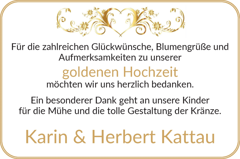 Hochzeitsanzeige von Herbert Kattau von Osterholzer Kreisblatt