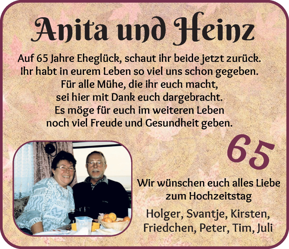 Hochzeitsanzeige von Anita  von Die Norddeutsche