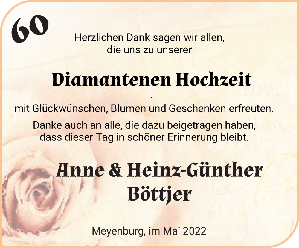 Hochzeitsanzeige von Anne Böttjer von Die Norddeutsche