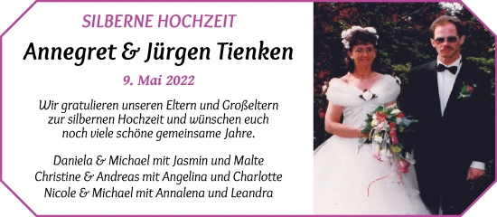 Hochzeitsanzeige von Annegret  Tienken von Wuemme Zeitung