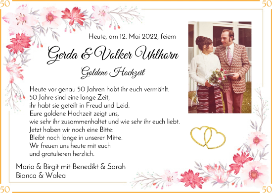 Hochzeitsanzeige von Gerda Uhlhorn von Osterholzer Kreisblatt