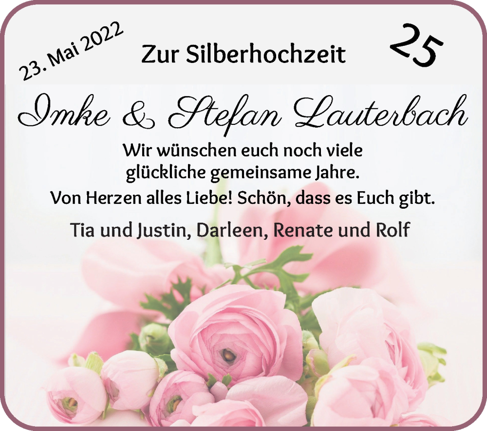 Hochzeitsanzeige von Imke Lauterbach von Wuemme Zeitung