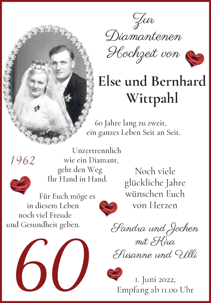 Hochzeitsanzeige von Else Wittpahl von Osterholzer Kreisblatt