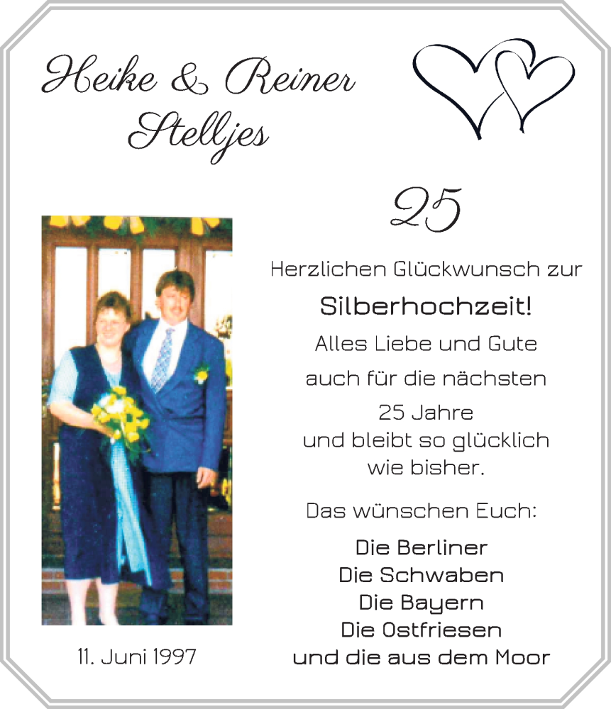 Hochzeitsanzeige von Heike Stelljes von Osterholzer Kreisblatt