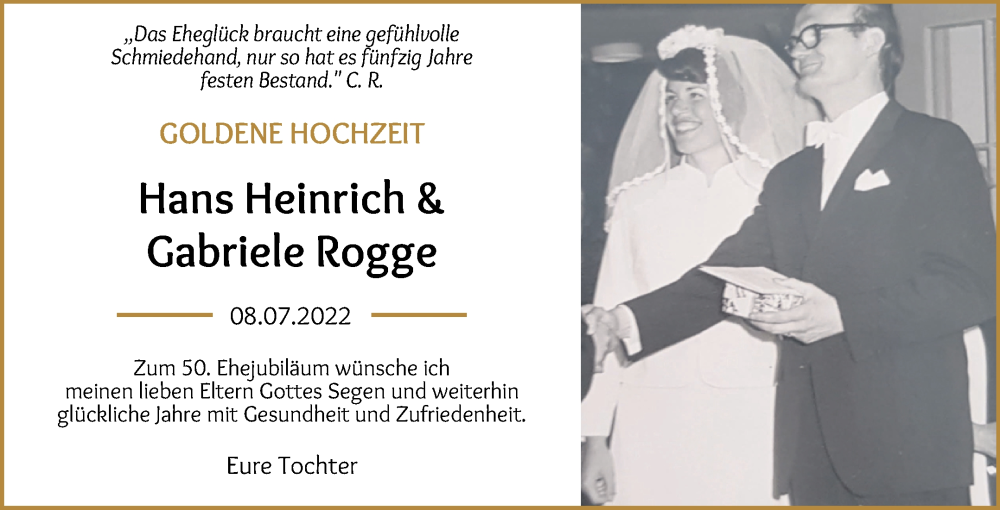 Hochzeitsanzeige von Hans Heinrich  von WESER-KURIER