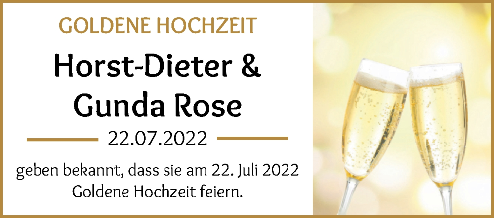 Hochzeitsanzeige von Horst-Dieter Rose von WESER-KURIER