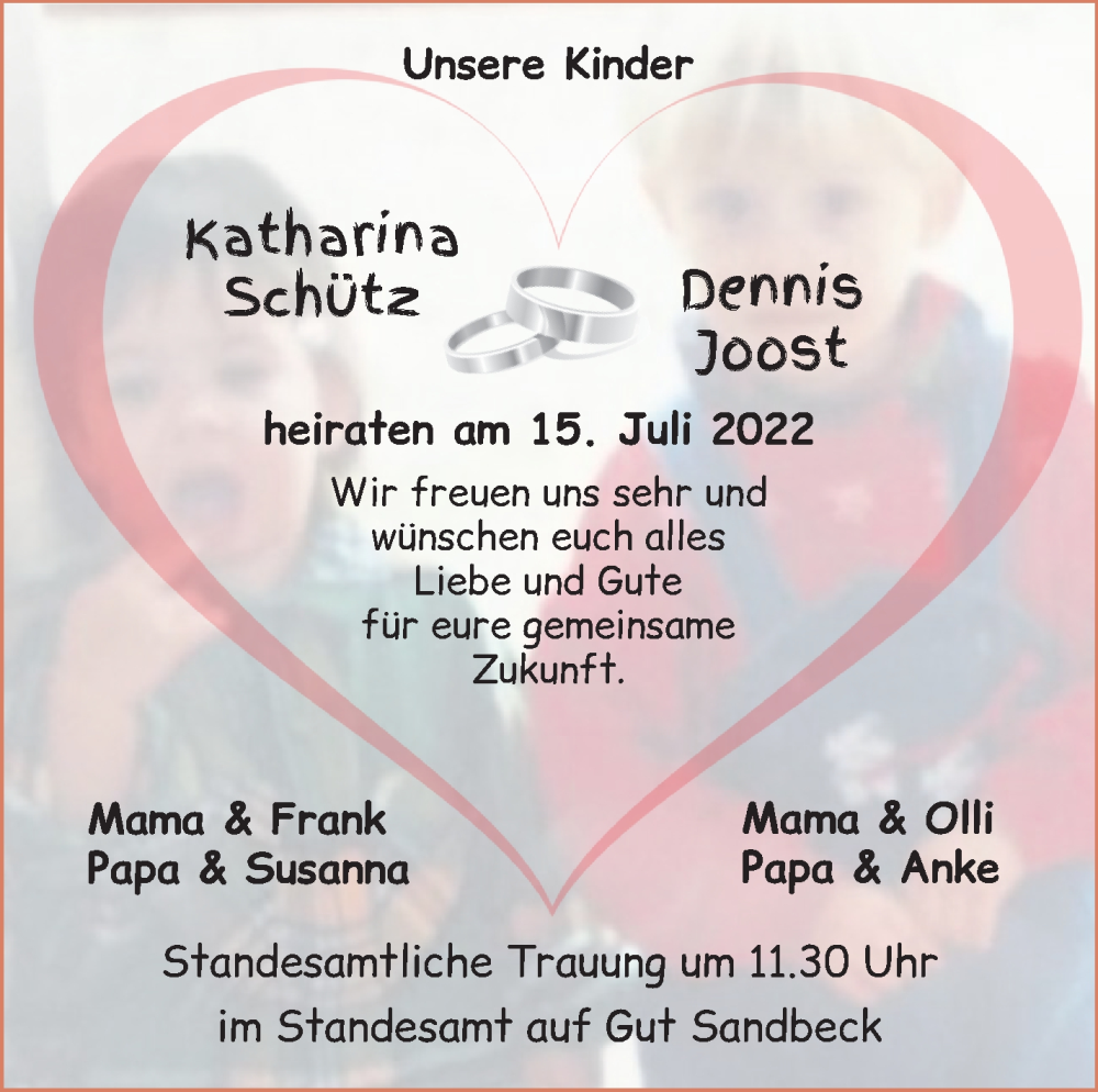 Hochzeitsanzeige von Katharina Schütz von Osterholzer Kreisblatt