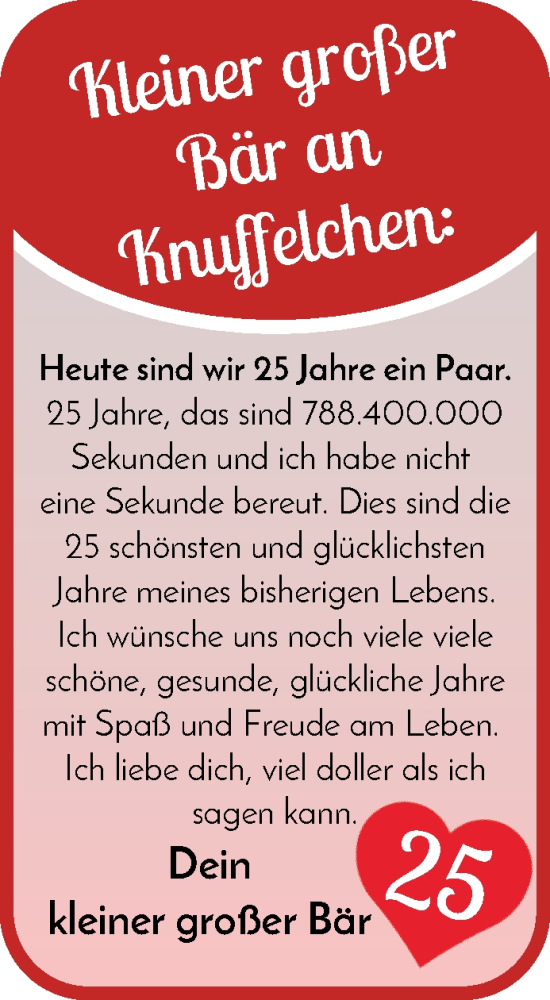 Hochzeitsanzeige von Knuffelchen  von WESER-KURIER