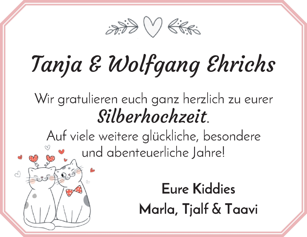 Hochzeitsanzeige von Tanja Ehrichs von Osterholzer Kreisblatt