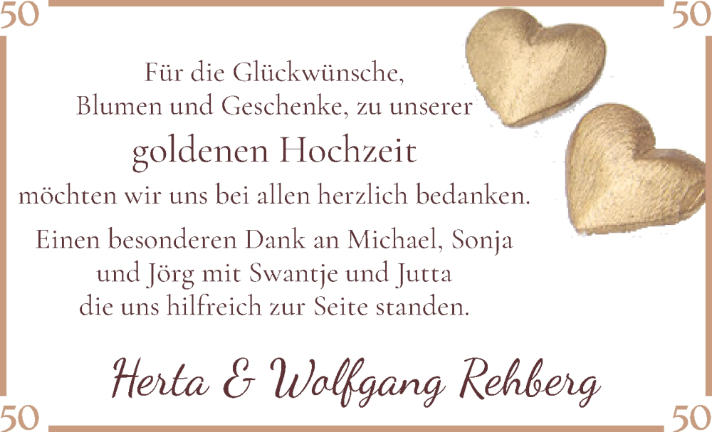 Hochzeitsanzeige von Herta  Rehberg von Osterholzer Kreisblatt