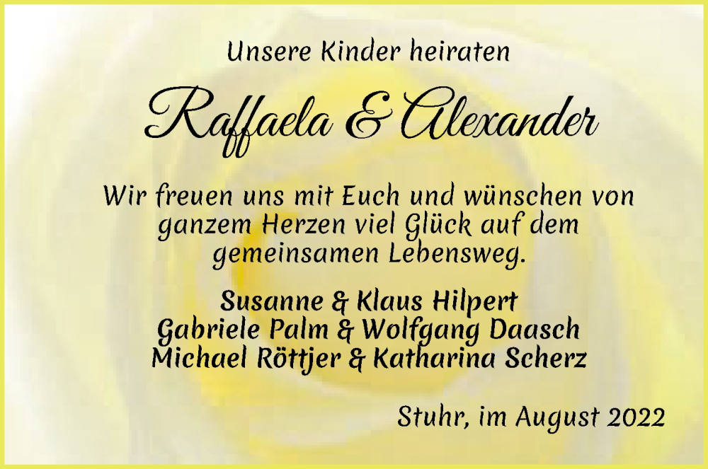 Hochzeitsanzeige von Raffaela  von WESER-KURIER
