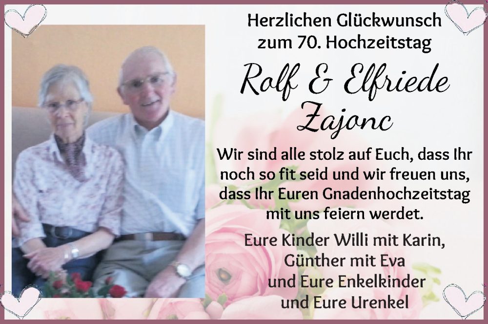 Hochzeitsanzeige von Rolf Zajonc von WESER-KURIER