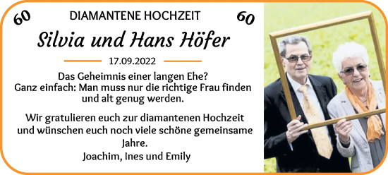 Hochzeitsanzeige von Silvia Höfer von WESER-KURIER