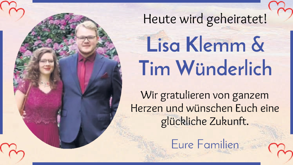 Hochzeitsanzeige von Tim Wünderlich von WESER-KURIER