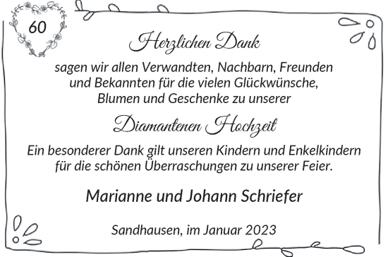 Hochzeitsanzeige von Marianne  Schriefer von Osterholzer Kreisblatt