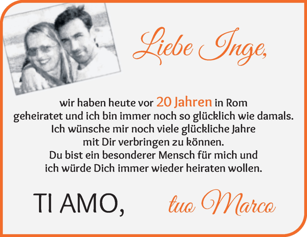 Hochzeitsanzeige von Inge  von WESER-KURIER