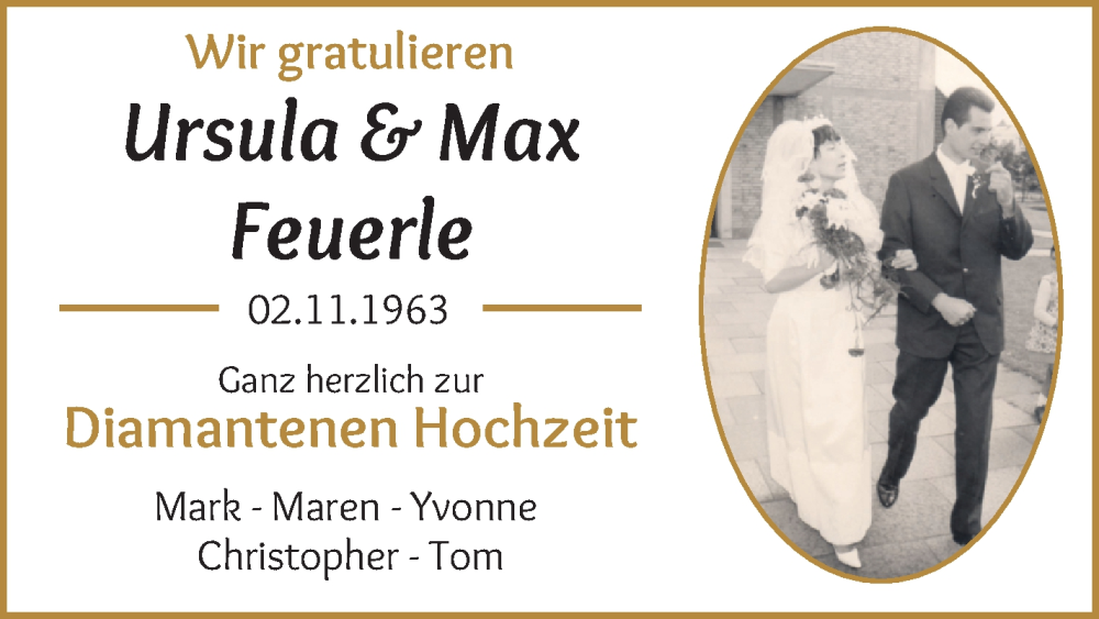 Hochzeitsanzeige von Ursula Feuerle von WESER-KURIER