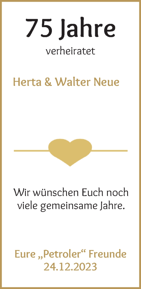 Hochzeitsanzeige von Herta Neue von WESER-KURIER