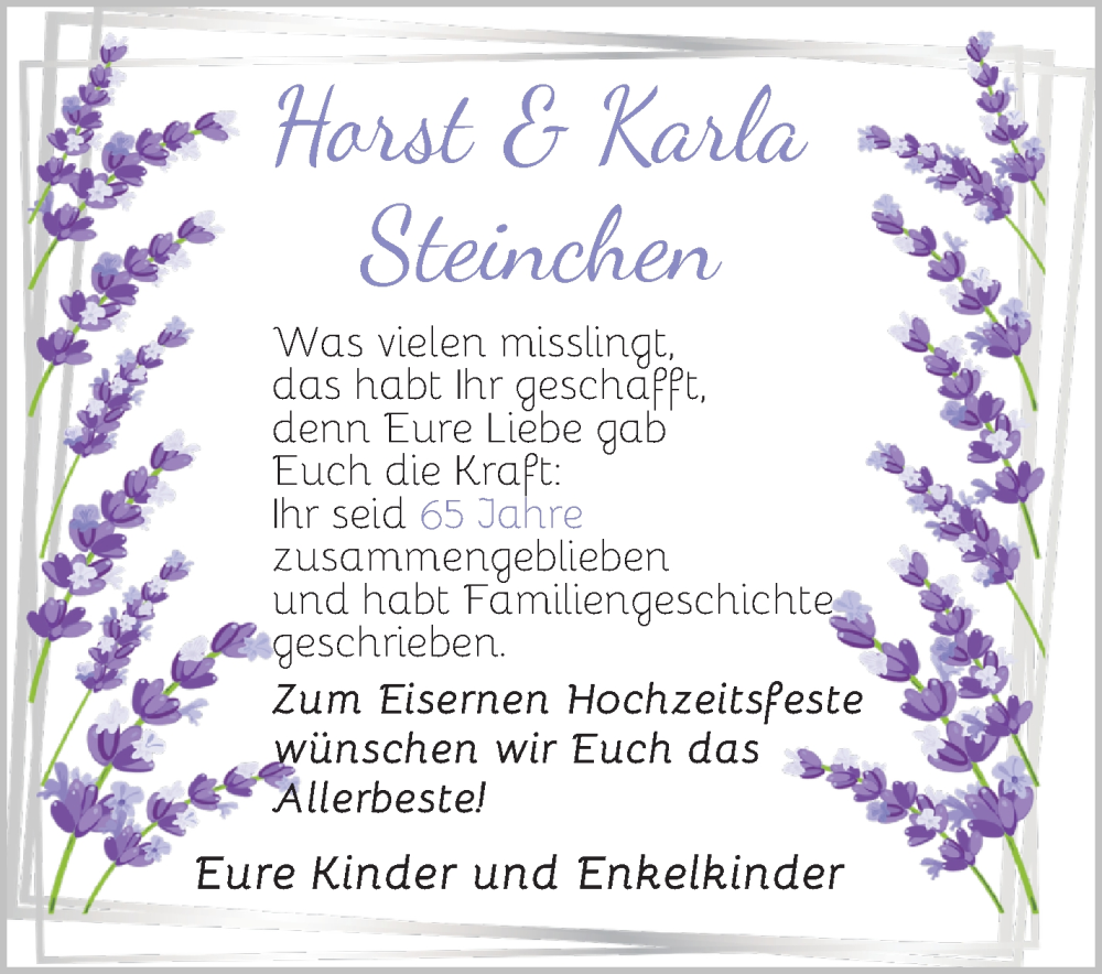 Hochzeitsanzeige von Horst Steinchen von Osterholzer Kreisblatt