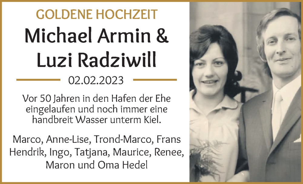 Hochzeitsanzeige von Michael Armin von Die Norddeutsche