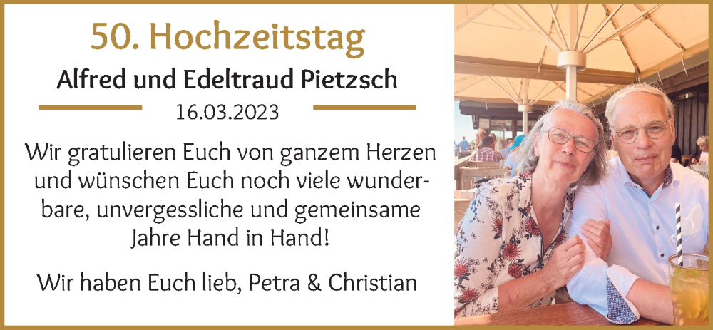 Hochzeitsanzeige von Alfred Pietzsch von WESER-KURIER