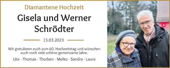 Hochzeitsanzeige von Gisela Schrödter von WESER-KURIER