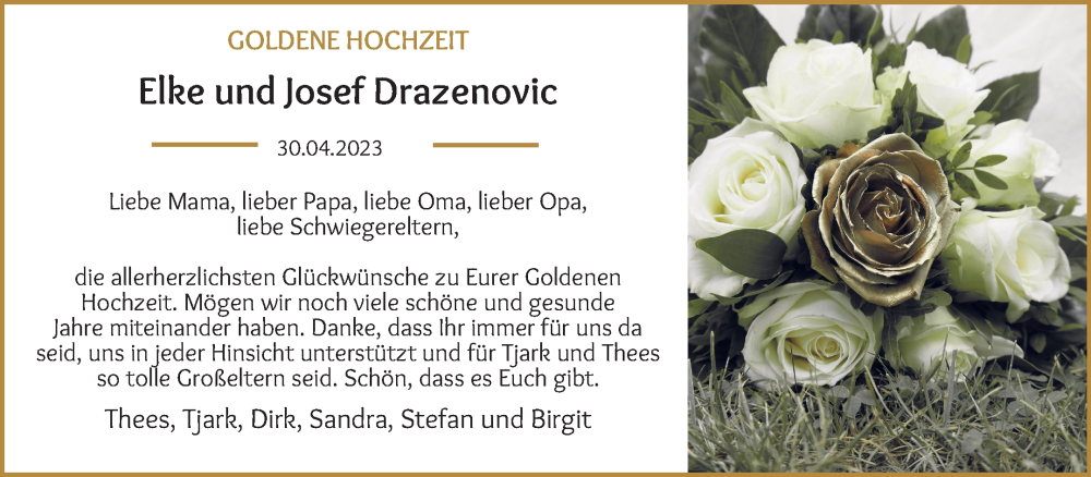 Hochzeitsanzeige von Elke Drazenovic von WESER-KURIER