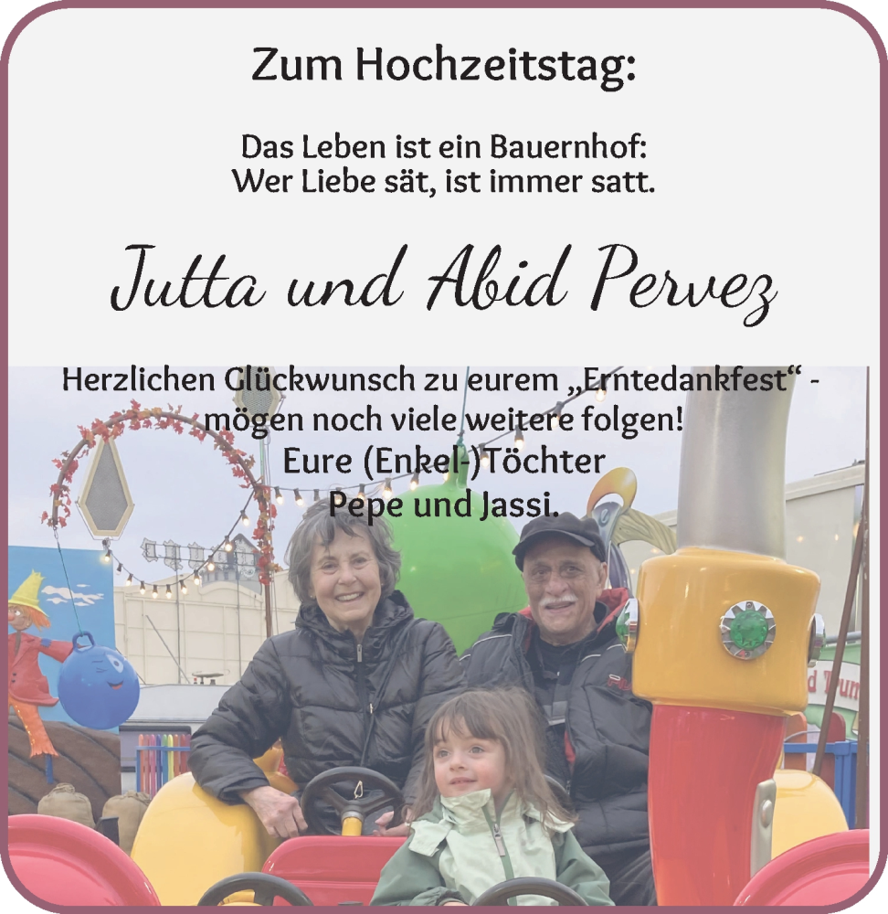 Hochzeitsanzeige von Jutta Pervez von WESER-KURIER