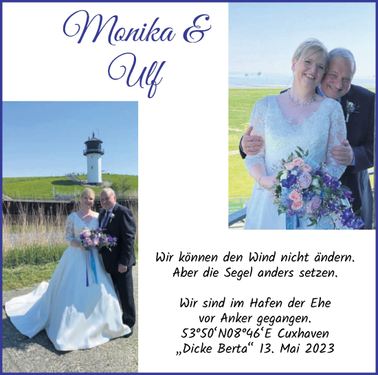 Hochzeitsanzeige von Monika  von Wuemme Zeitung