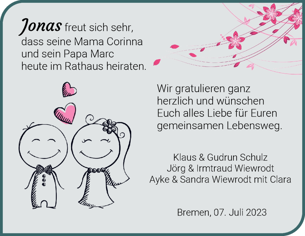 Hochzeitsanzeige von Corinna  