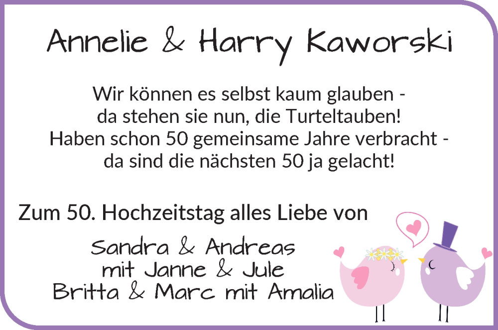Hochzeitsanzeige von Annelie Kaworski von Osterholzer Kreisblatt