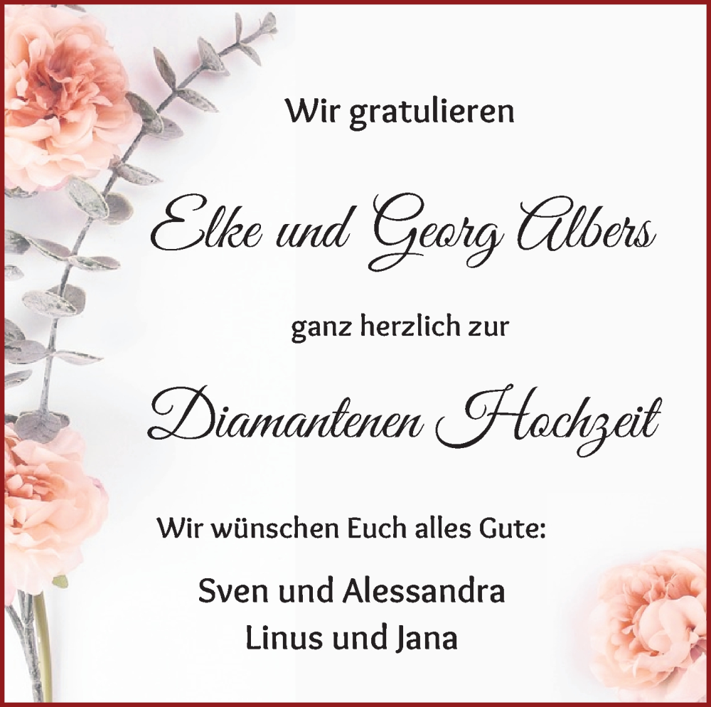 Hochzeitsanzeige von Elke Albers von WESER-KURIER