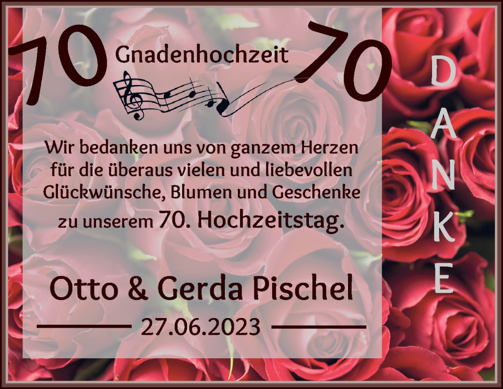 Hochzeitsanzeige von Gerda Pischel von WESER-KURIER
