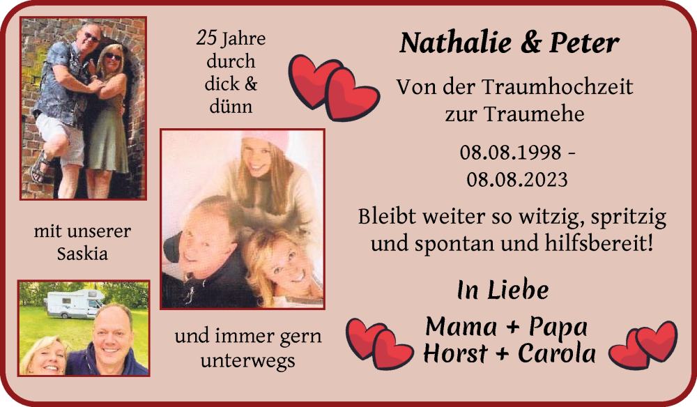Hochzeitsanzeige von Nathalie Wagenfeld 