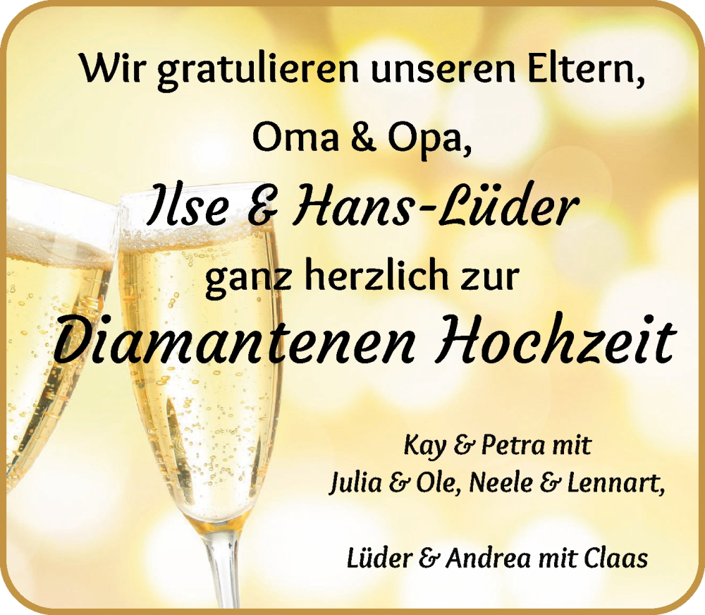 Hochzeitsanzeige von Ilse Lüder von WESER-KURIER