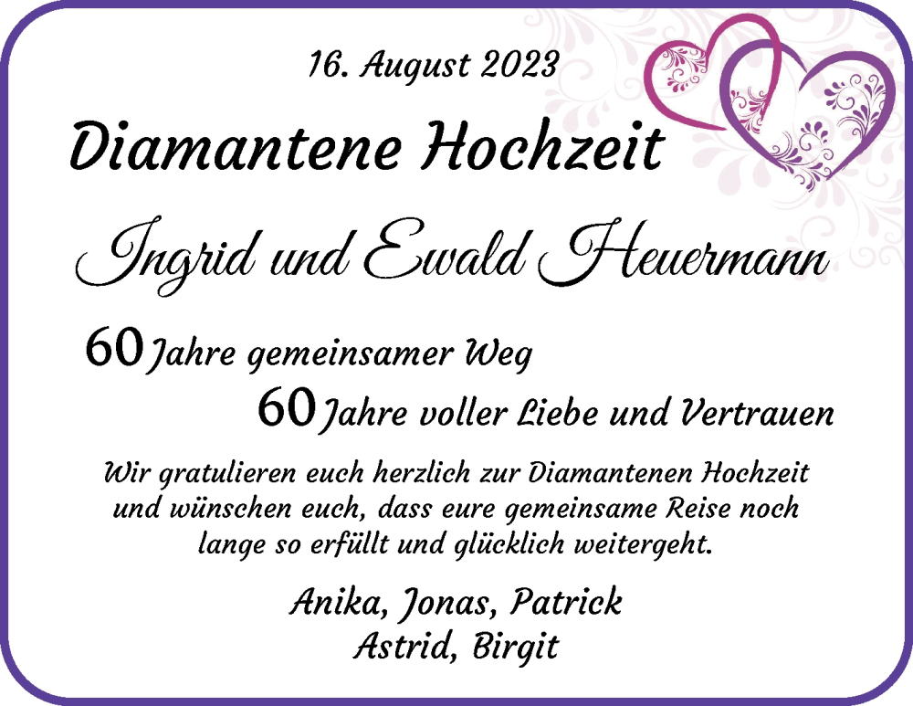 Hochzeitsanzeige von Ingrid Heuermann 