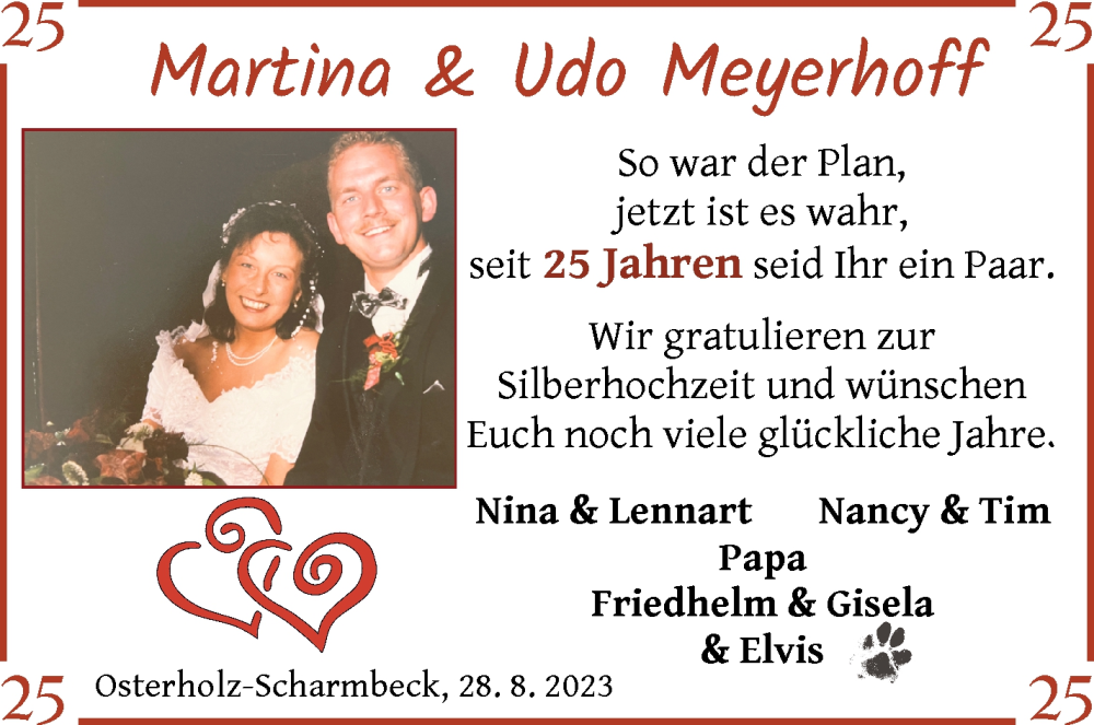 Hochzeitsanzeige von Martina Meyerhoff 