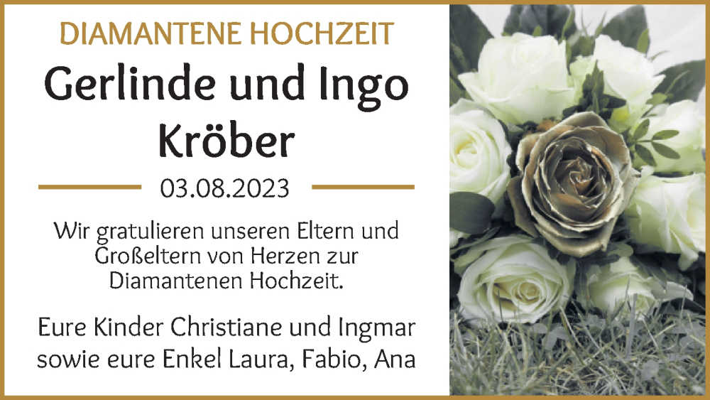 Hochzeitsanzeige von Gerlinde Kröber von WESER-KURIER