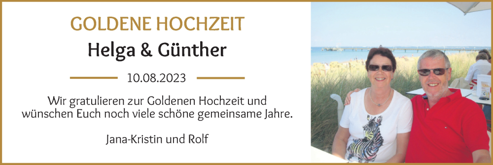 Hochzeitsanzeige von Helga  von WESER-KURIER